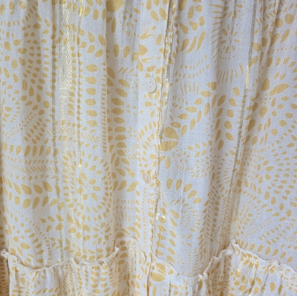 AYFEÈ Florence Italy Floral Embroidered Dress Cotton Yellow Golden Maxi Size XL - Picture 4 of 7